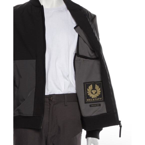 BELSTAFF England Luxury Rotor Bomber Jacket Size 38 IT 48 Sample New Black Nylon - Picture 3 of 11